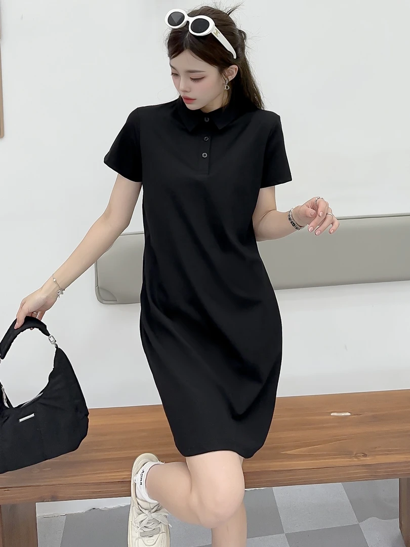 GD高定面料200克【夏季】POLO领气质双插带连衣裙休闲裙子5050