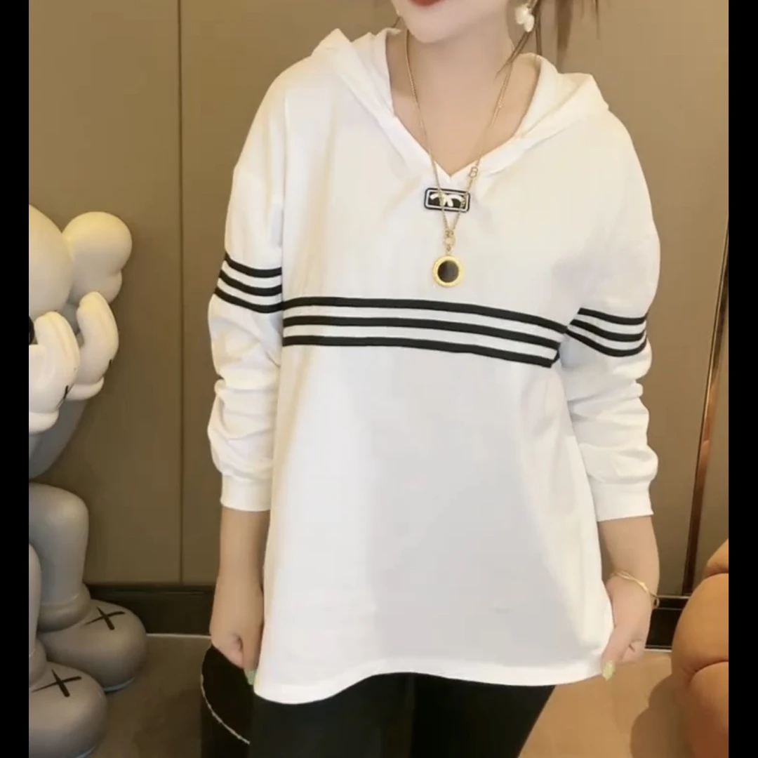 4602连帽卫衣宽松显瘦中长款简约大气长袖上衣女百搭时尚