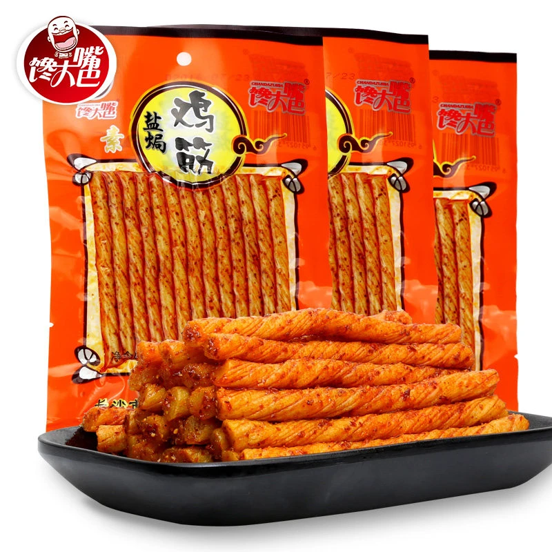 馋大嘴巴鸡筋辣条盐焗鸡筋湖南特产7080后好吃零食熟食儿时辣条
