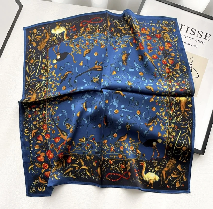 【蓝色花园】方巾90cm女士百搭围巾国风