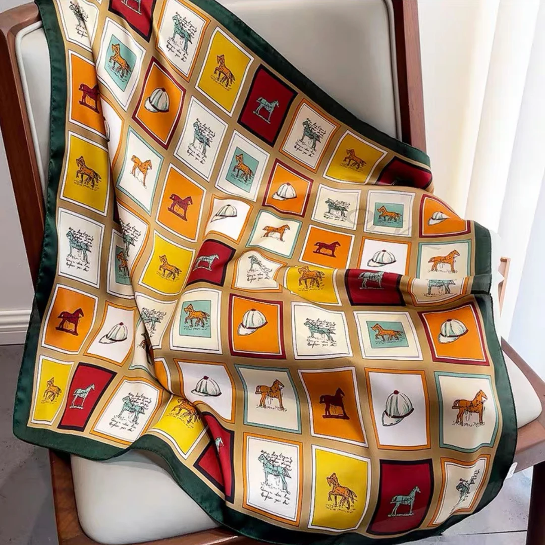 【绿色小马】2024新款韩版时尚气质女士百搭丝巾70*70