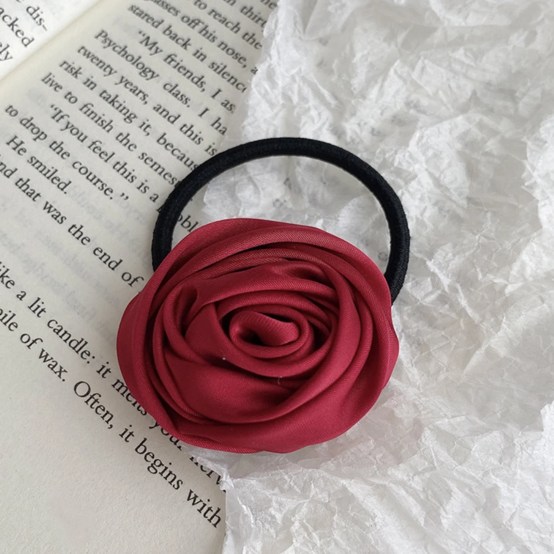 【发圈】香云纱花萝手工玫瑰丝巾扣发圈