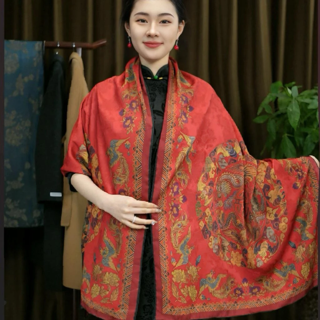 【新龙年吉祥】香云纹长巾时尚百搭双面大方复古老料斜纹国风