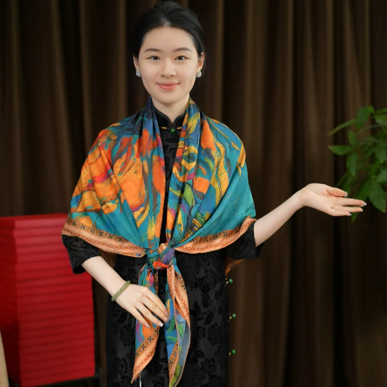 【印象葵花】香云140大尺寸方巾秋冬保暖气质时尚百搭双面大方国风