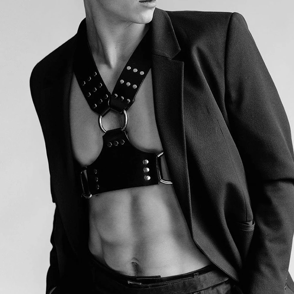 男士背带腰带个性休闲束缚潮流朋克嘻哈皮带腰链酒吧演出衬衫配饰