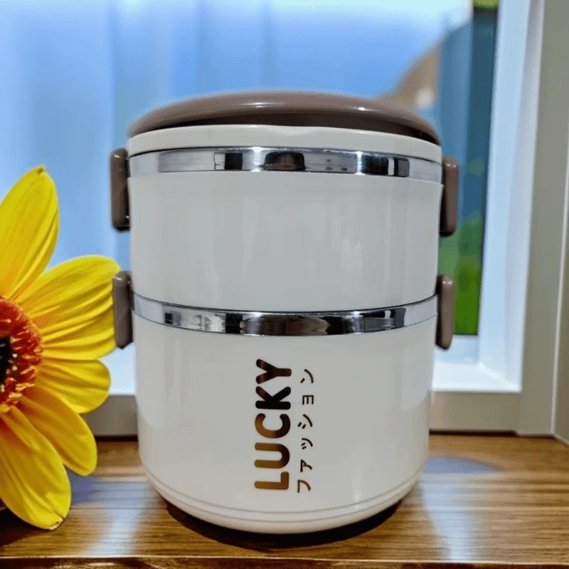 A双层简约不锈钢保温饭盒上班族便当盒便当盒密封保温