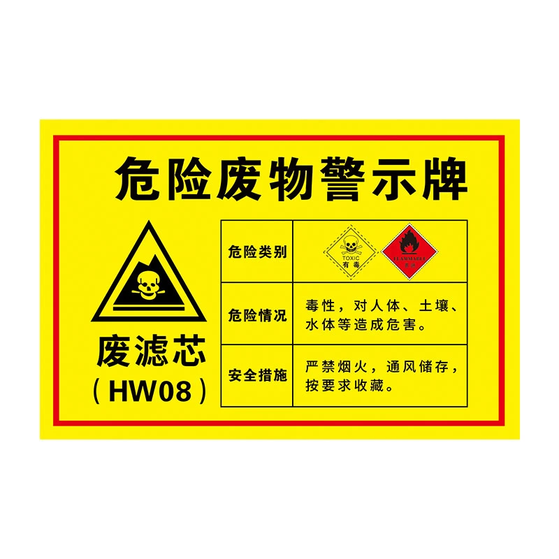 废滤芯修理厂保养提示牌危废机油间标识牌危废标识牌
