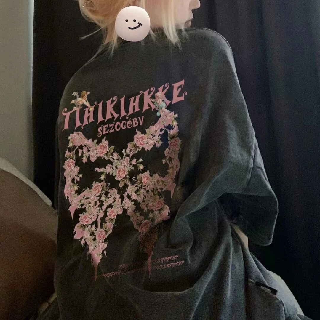 【圆领/V领/翻领】短袖三条杠设计纯棉T恤宽松落肩插肩袖复古做旧