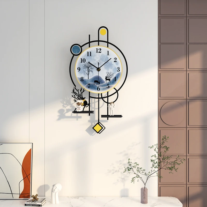 【艾梦娜】网红餐厅挂钟客厅家用时尚时钟挂墙2023新款创意钟表装饰
