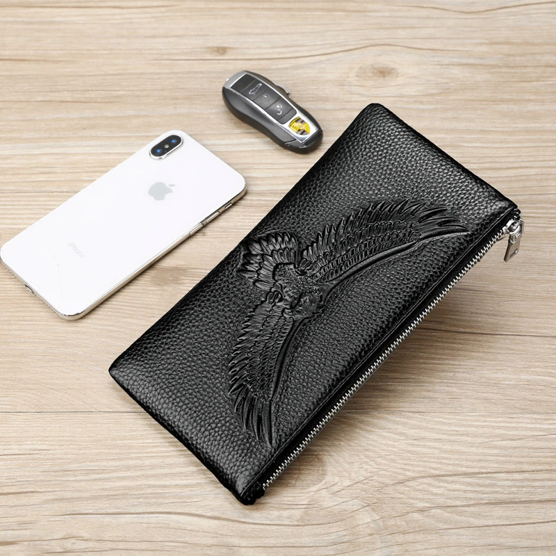 真皮男士手机包钱包软皮大容量百搭手拿包头层牛皮时尚新款鳄鱼纹