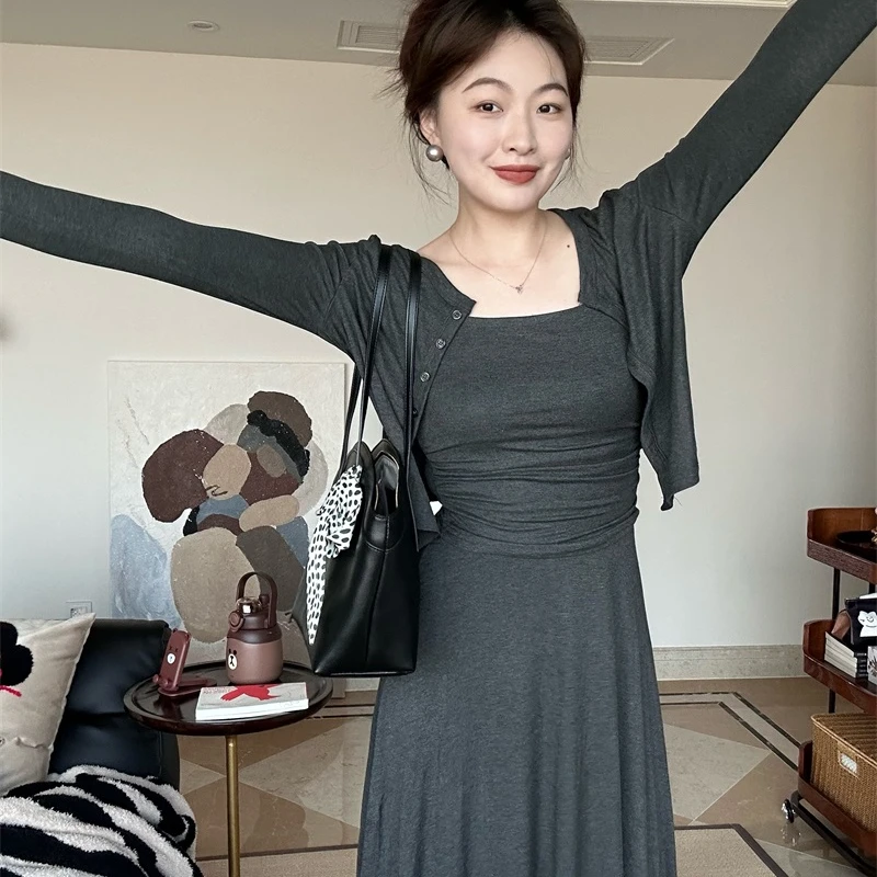 Something叁熏  显瘦气质修身吊带背心半裙罩衫休闲套装322