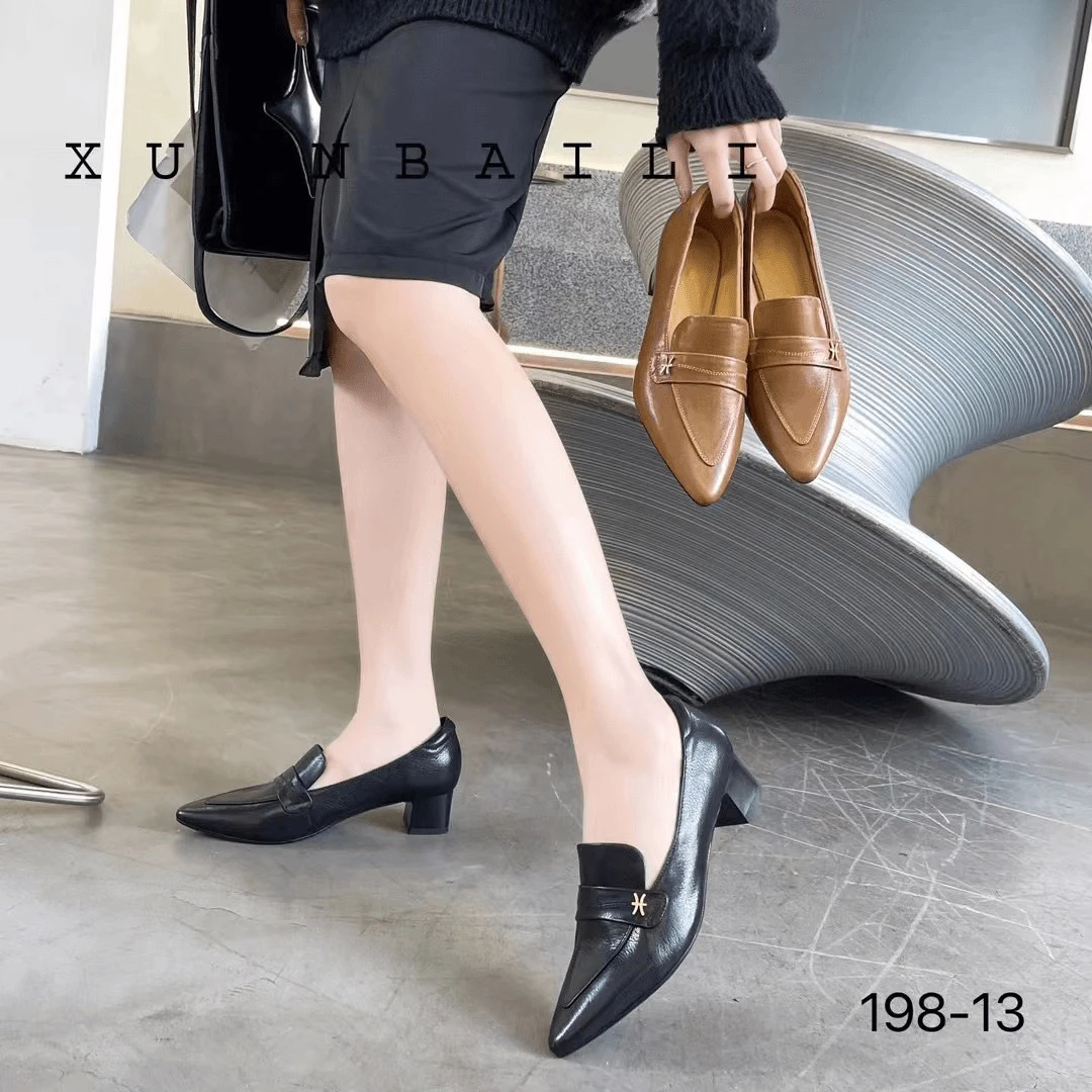 19813头层羊皮3厘米舒适乐福单鞋