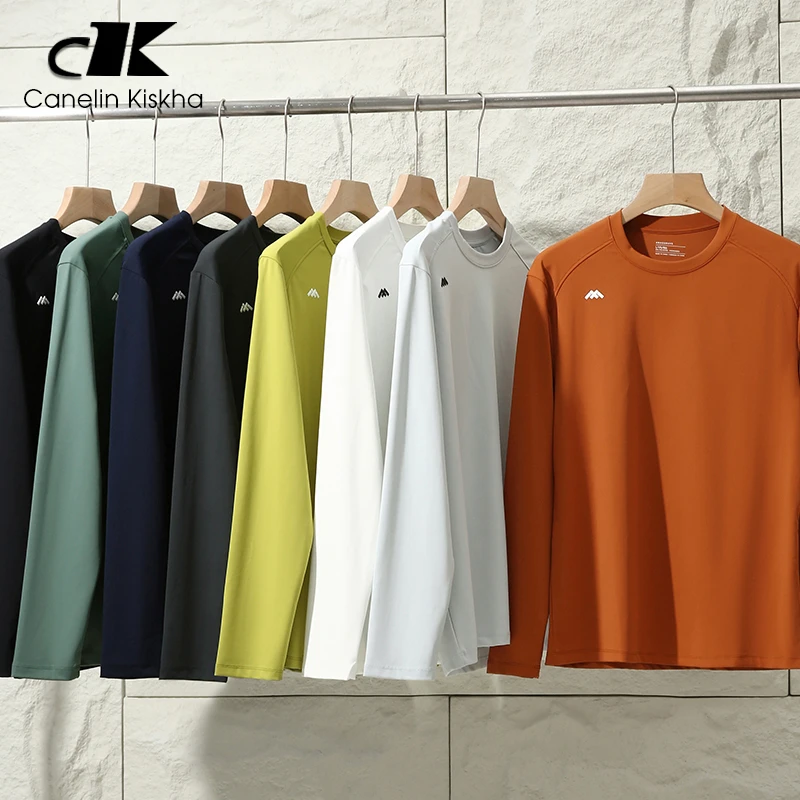 CANELIN KISKHA高端秋季男士外贸圆领运动健身休闲透气长袖T恤