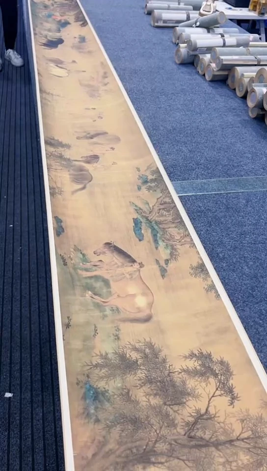 【闪购商品】书法赵孟頫 花溪浴马 手卷 复制品非手绘