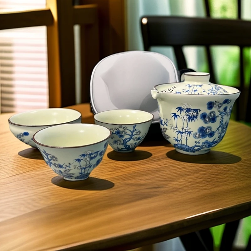 陶栖.岁寒三友描银旅行套装