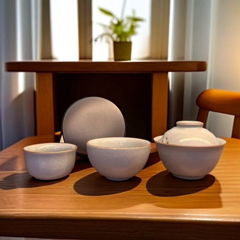 天青汝窑开片元宝2杯旅行装C