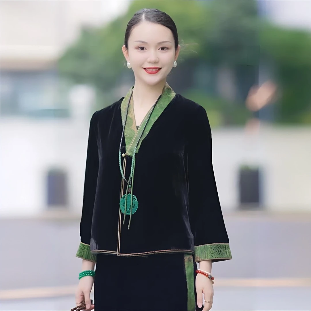 新中式风唐装女2025年春季新款香云缎面上衣裤子两件套刺绣上衣