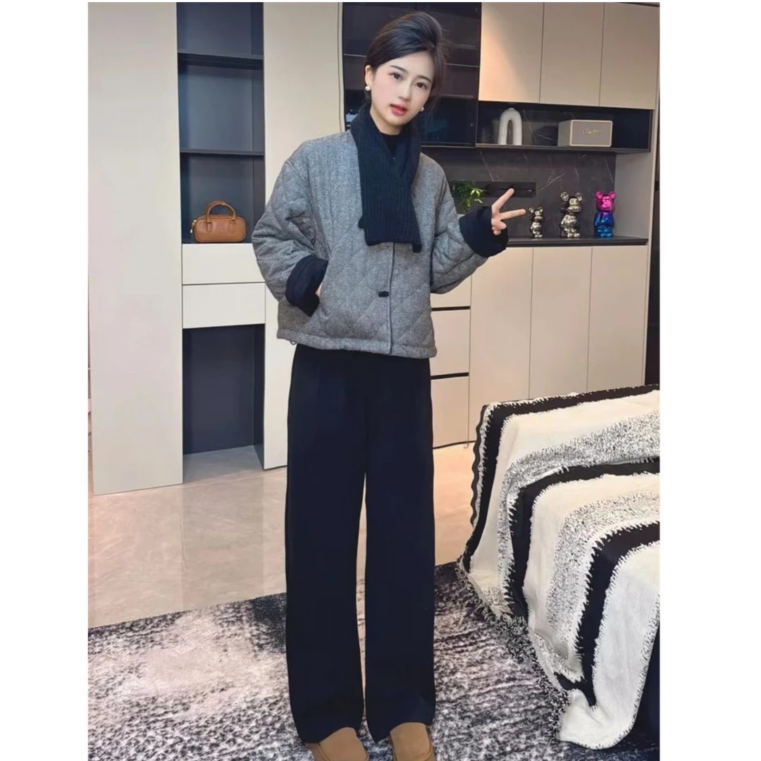 D-9406冬季新款棉服+围巾两件套2024年新款宽松时尚套装