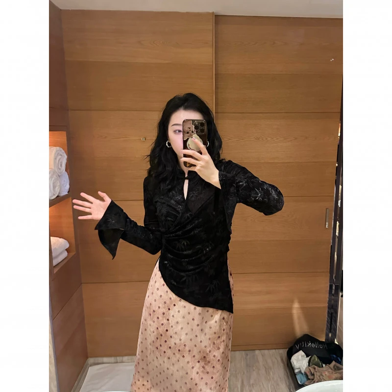 YJR叶老本儿 甘棠 新中式早春立领镂空提花气质显瘦上衣YJR395