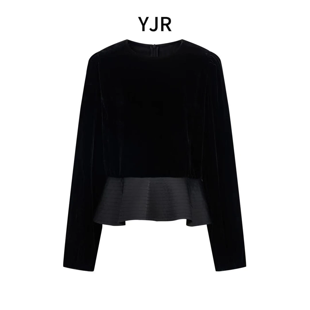YJR叶老本儿 落苏 法式短款设计感显瘦上衣YJR125