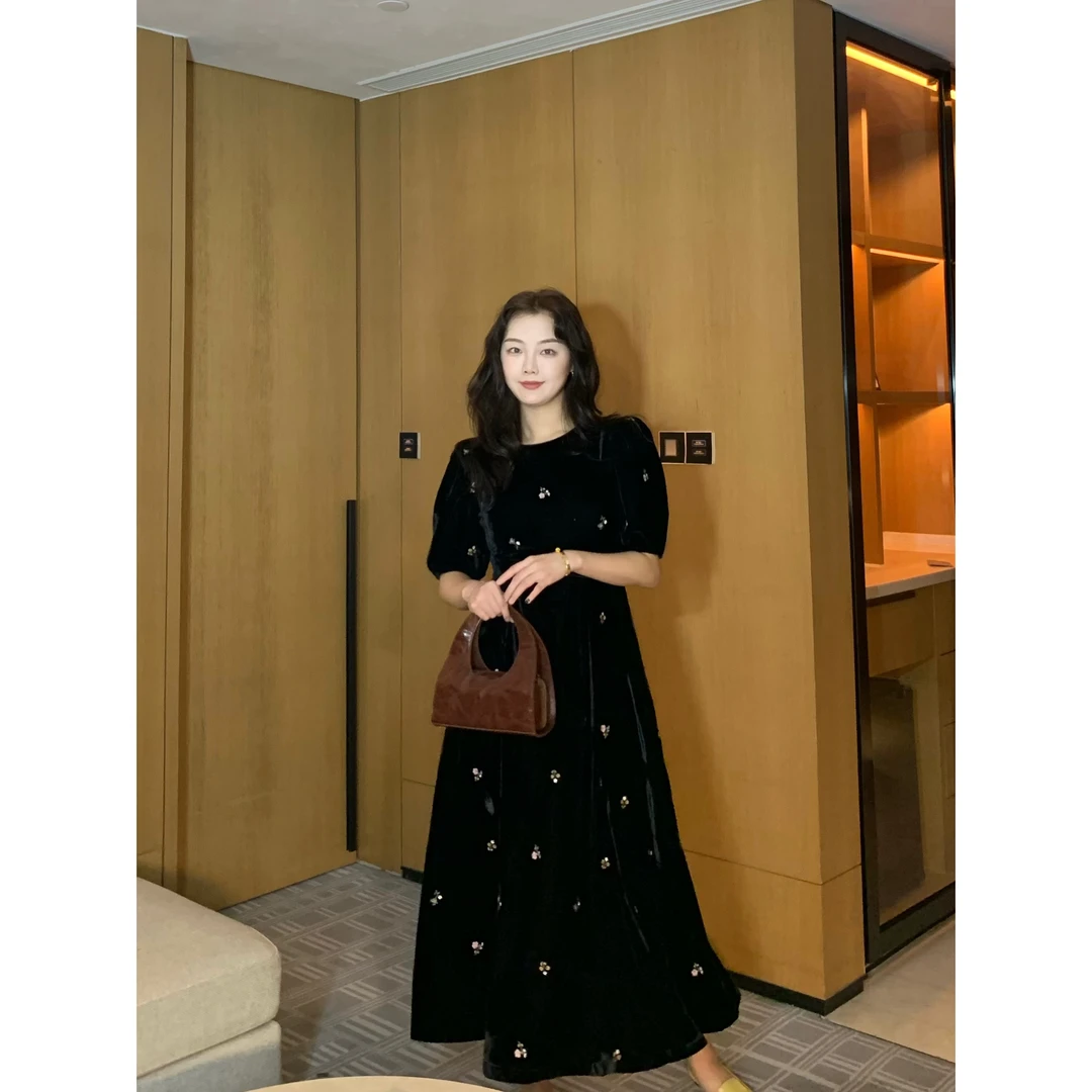 YJR叶老本儿 澜羽 法式气质显瘦时尚百搭休闲连衣裙YJR877