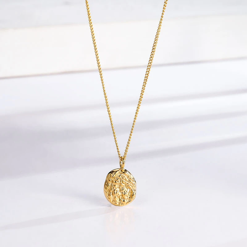 钛钢项链 时尚椭圆纹理钛钢项链女百搭高级感春夏小众饰品欧美ins