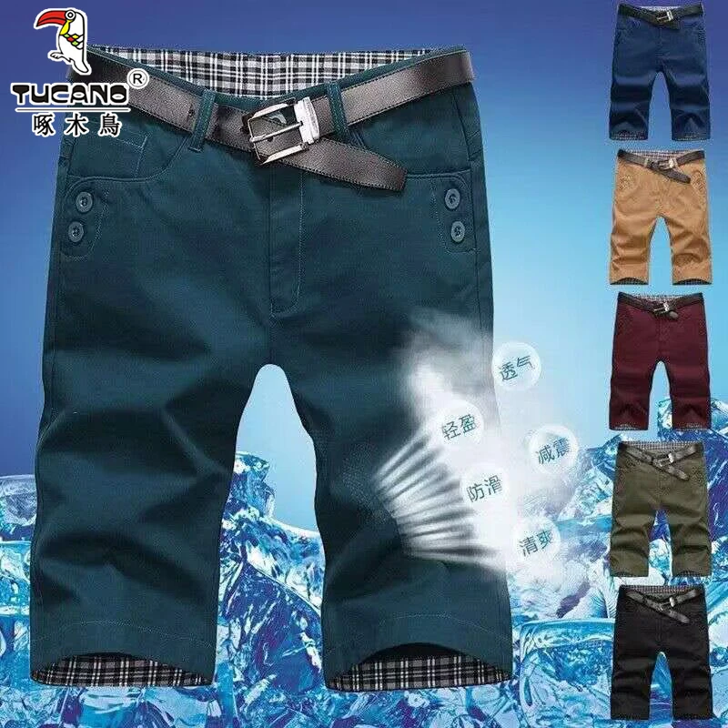 啄木鸟男士休闲裤短裤男夏天冰丝男士七分裤中裤男士裤子夏季休闲