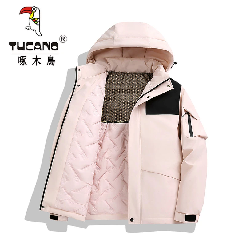 啄木鸟男女情侣款石墨烯保加厚暖棉衣男秋冬季连帽棉服外套棉袄