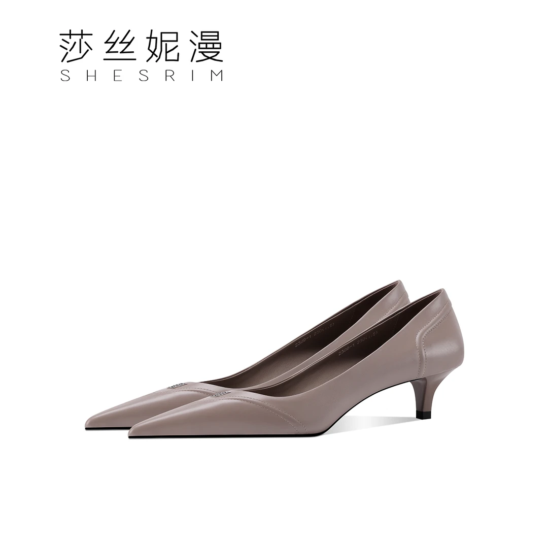 春夏新款通勤浅口单鞋简约舒适V口气质时尚百搭低跟尖头女鞋