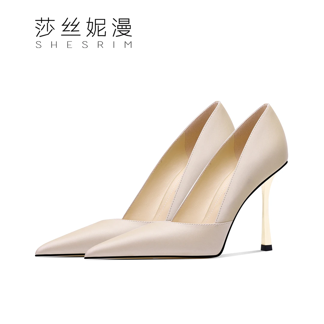 黑色高跟鞋女秋新款中跟优雅气质名马毛尖头细跟裸色单鞋