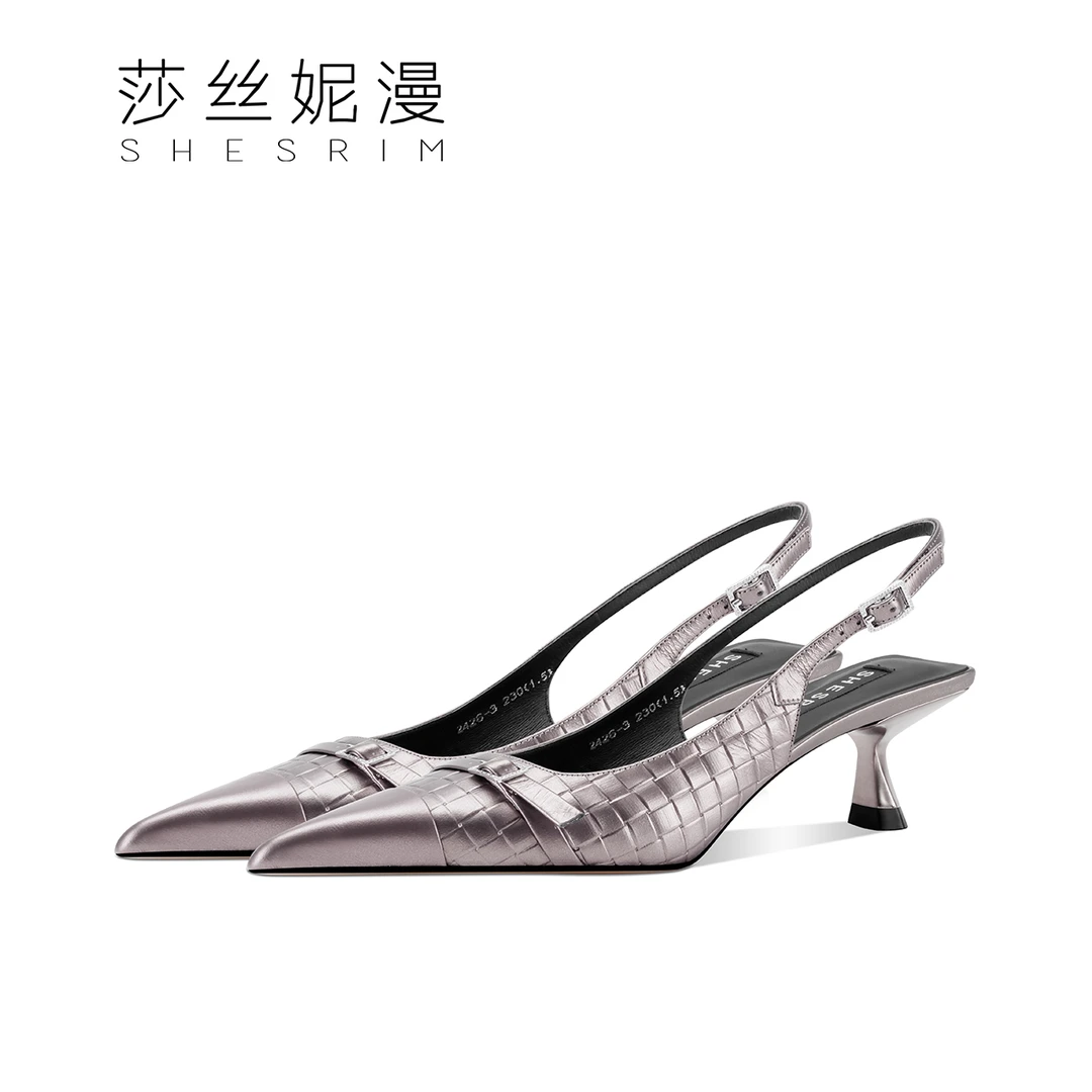 2024春夏款上新包头凉鞋低跟枪色气质女人款跟高5cm女款
