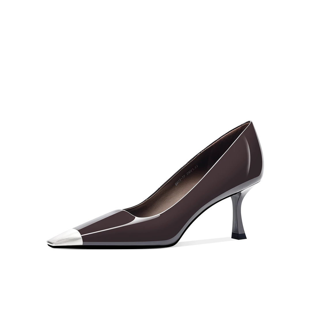 秋冬上新气质小方头低跟女士单鞋浅口高跟鞋2024新款上新时尚高跟