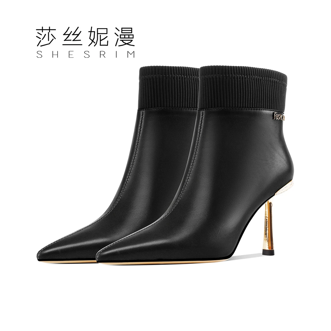 Q22-2023秋冬新款细跟靴百搭靴子时尚简约女鞋子气质鞋真皮女款