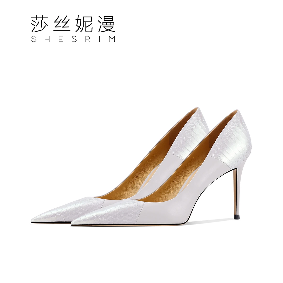 春款上新浅口高跟鞋轻奢尖头细跟单鞋蛇皮跟高8.5cm女款气质