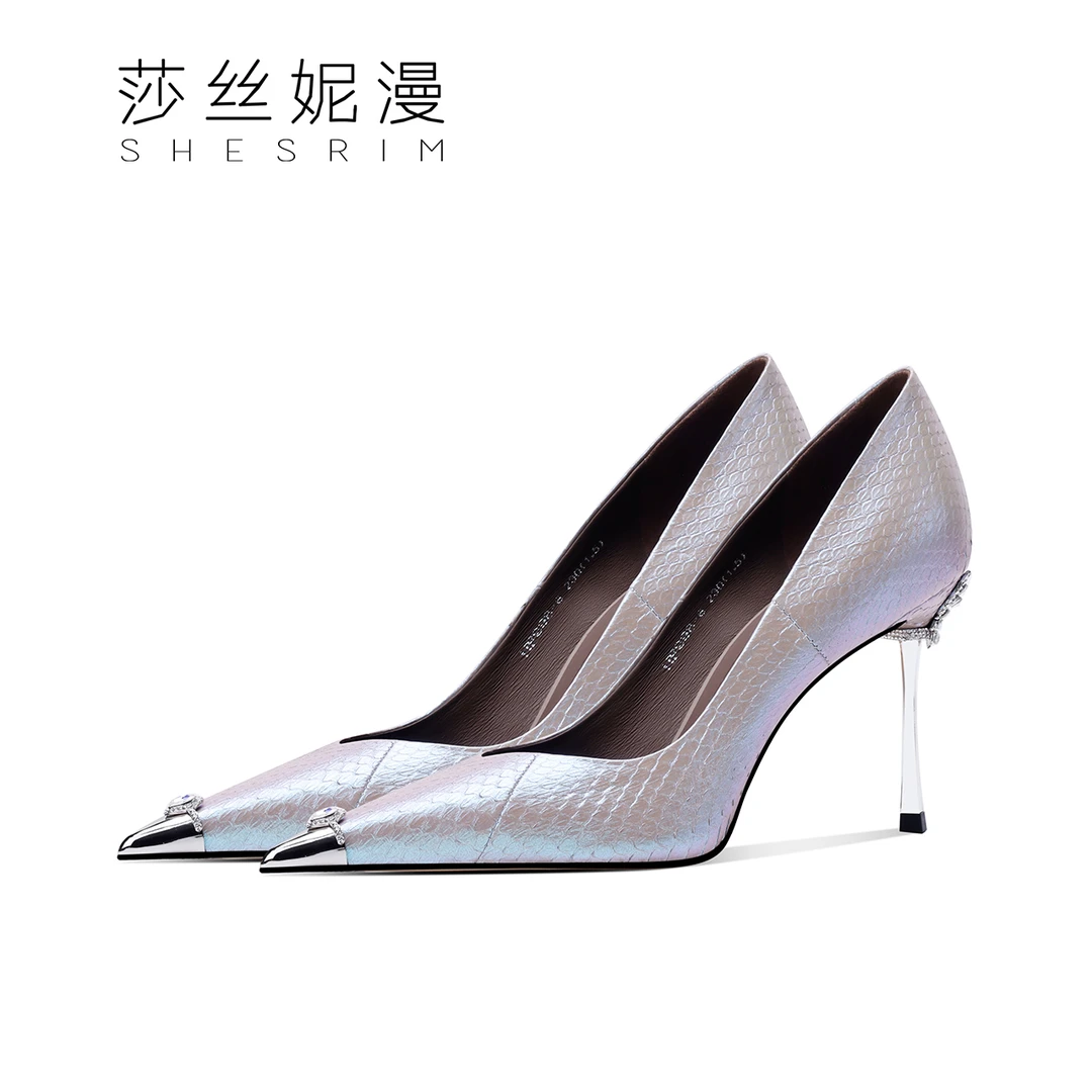 精致女鞋时尚高跟鞋女2024年秋季新款气质金属方头细跟单鞋女高跟