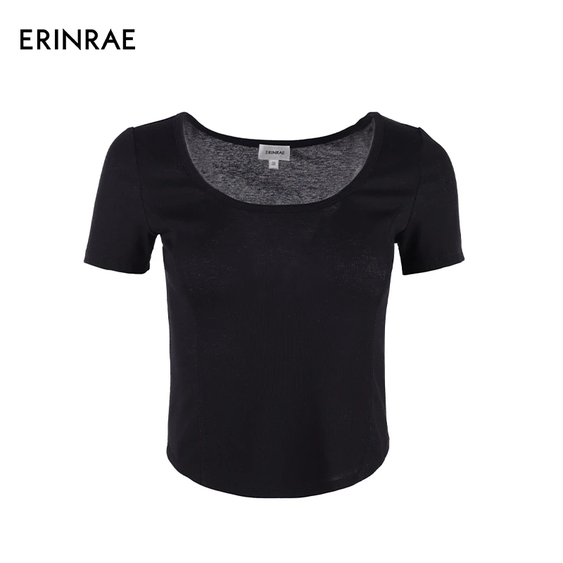 ERINRAE/艾琳睿纯色短款百搭显瘦运动紧身女士T恤EG211235CO