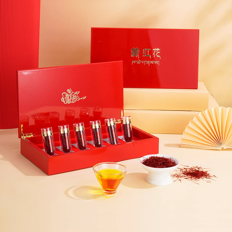 圣迪康藏藏红花手工精选长丝藏红花6克6瓶水晶管礼盒装