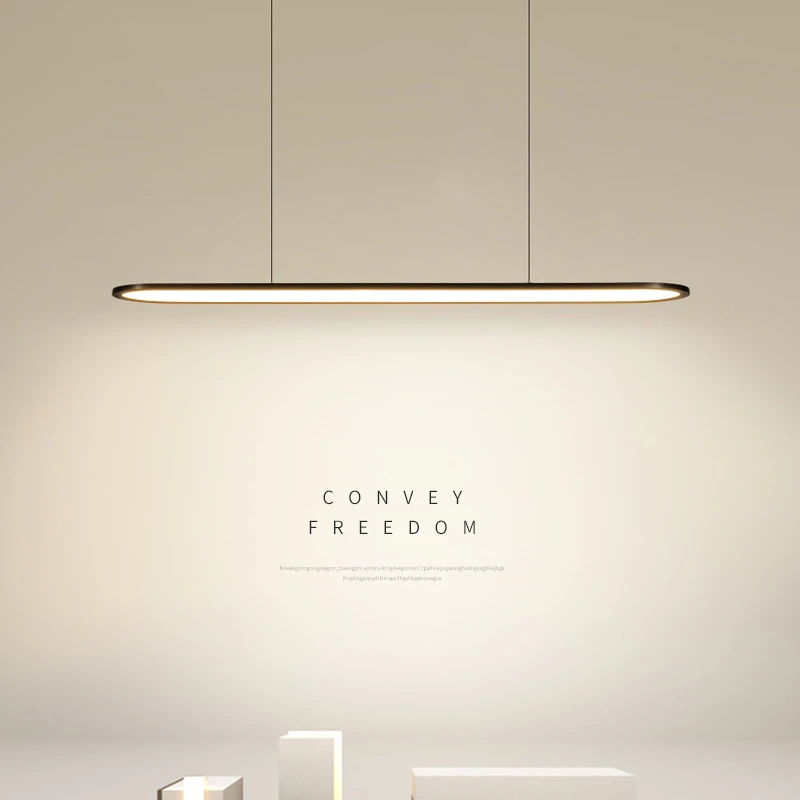 餐厅吊灯现代简约led北欧极简饭厅吧台办公室创意一字长条餐厅灯