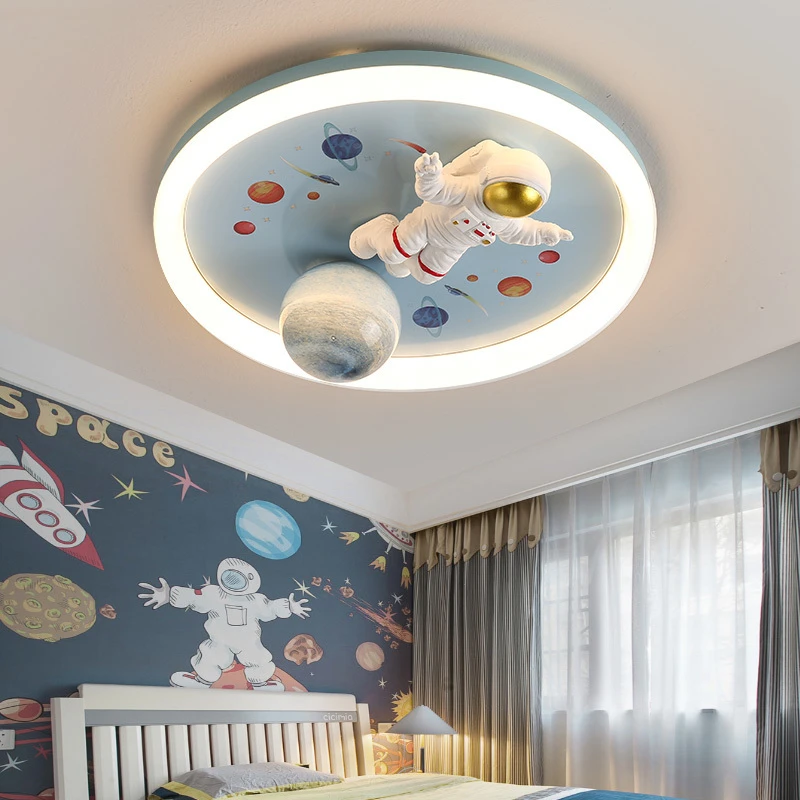 儿童房灯男孩卧室房间吸顶灯具现代简约女孩卡通星球太空人宇航员