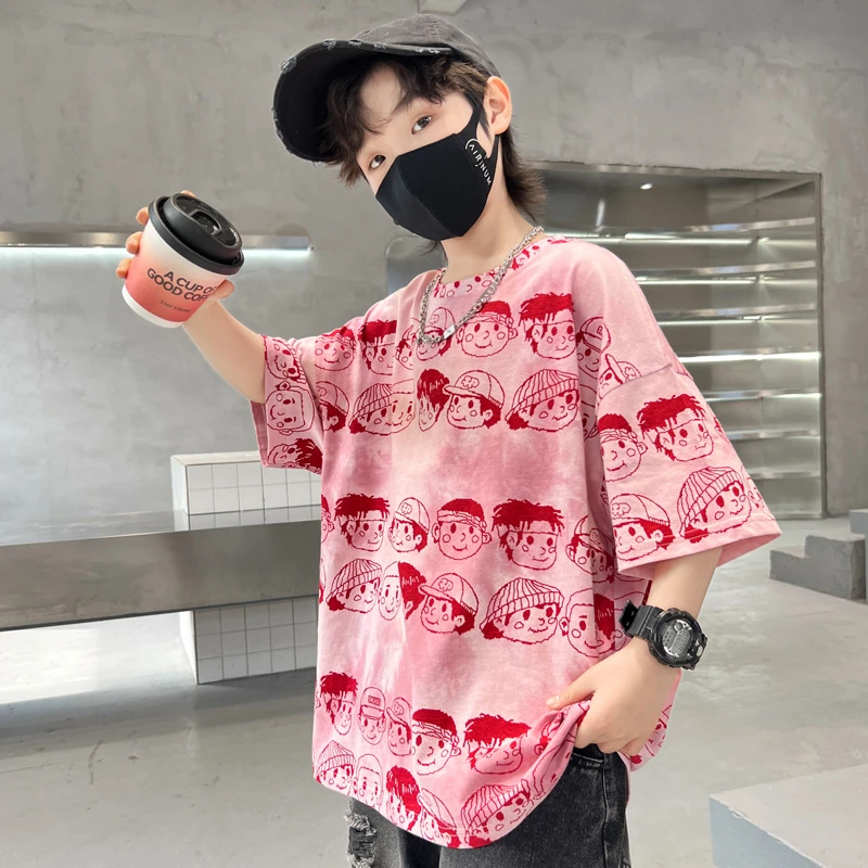 儿童男童夏装纯棉短袖2024新款中大童夏季男孩潮牌洋气夏款炸街t