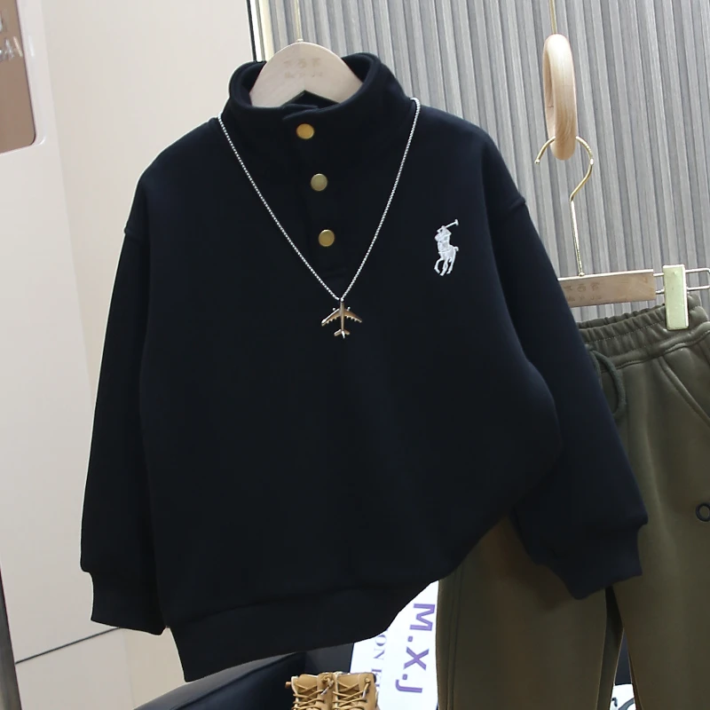 儿童装男童冬装加绒卫衣2024新款秋冬款冬季中大童男孩上衣加厚潮