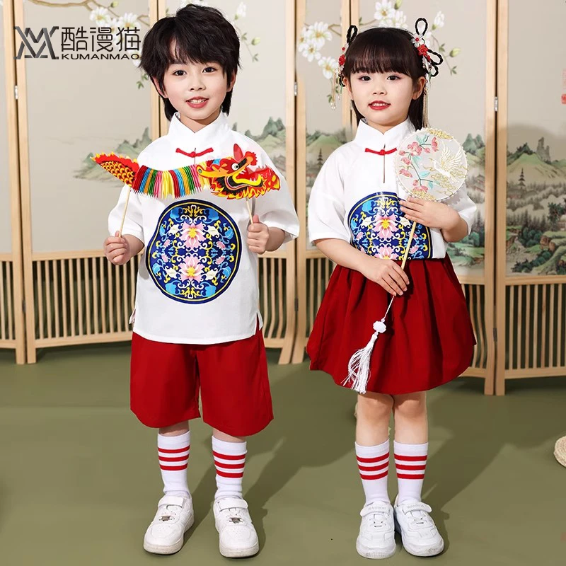 六一儿童节啦啦队演出服中国风汉服小学生服装班服幼儿园舞蹈套装