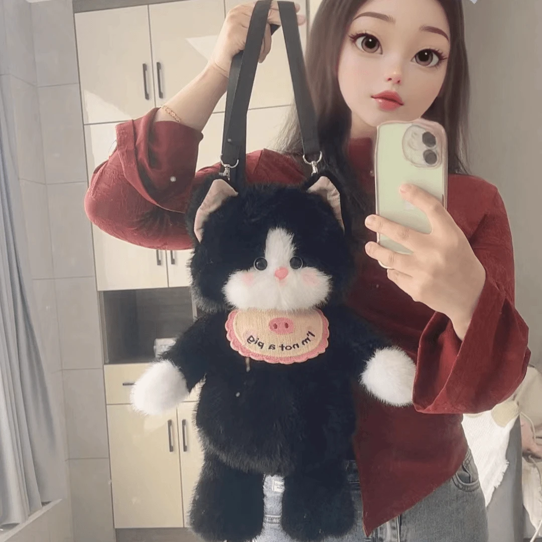 会跑步的猫咪包包公仔双肩包女生玩偶娃娃毛绒玩具送女孩儿童可爱