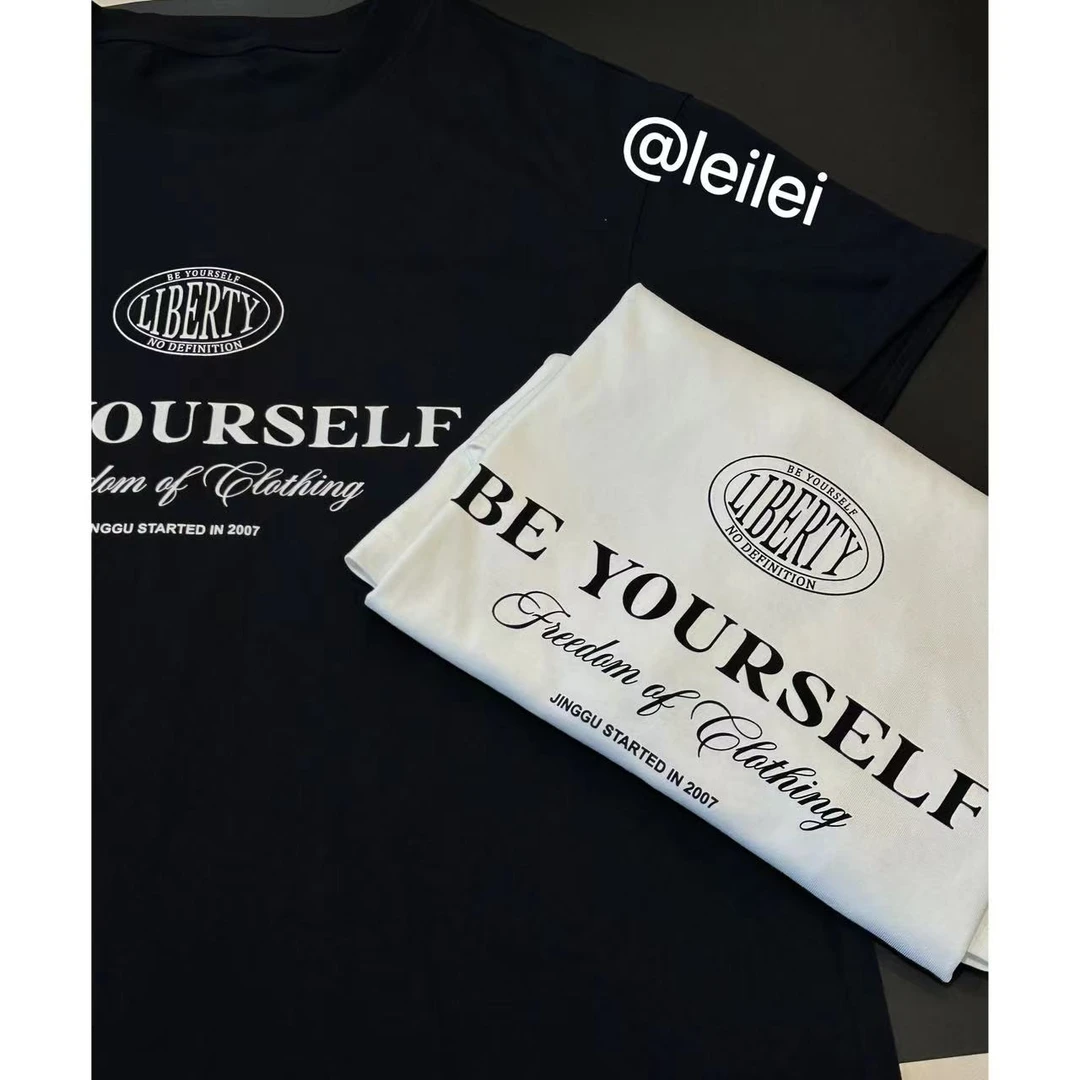 晶咕【感知自由】韩系潮流ins字母印花宽松短袖T恤气质网红洋气