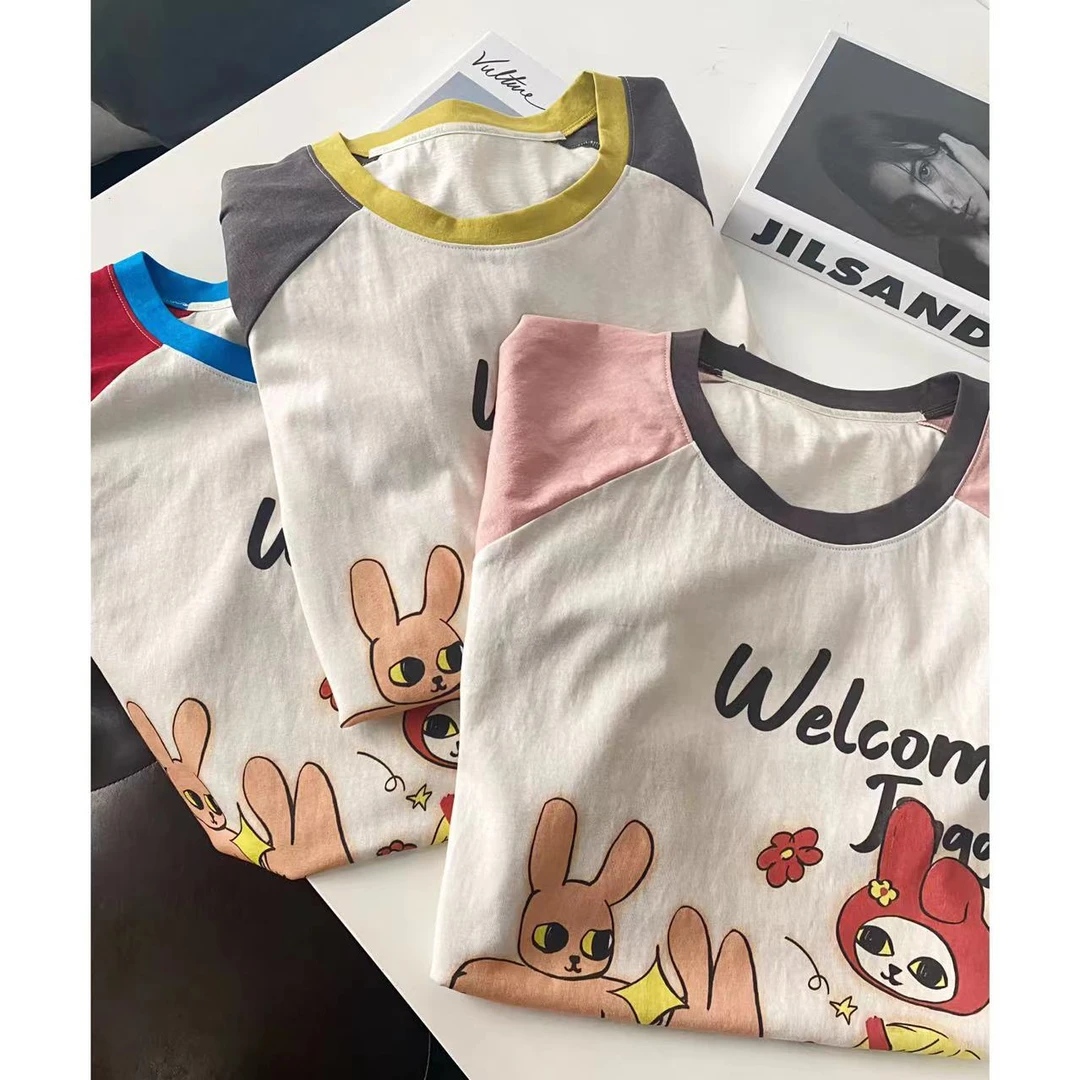 晶咕JGGU【星星乐园梦】插肩袖卡通印花短袖T恤