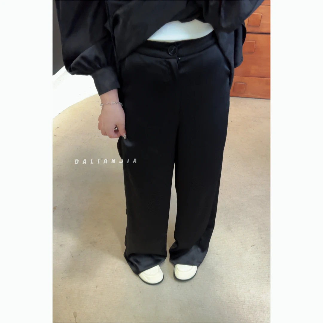 晶咕佳佳【轻氧裤】高腰褶皱垂感阔腿西装裤显瘦时尚休闲宽松春夏