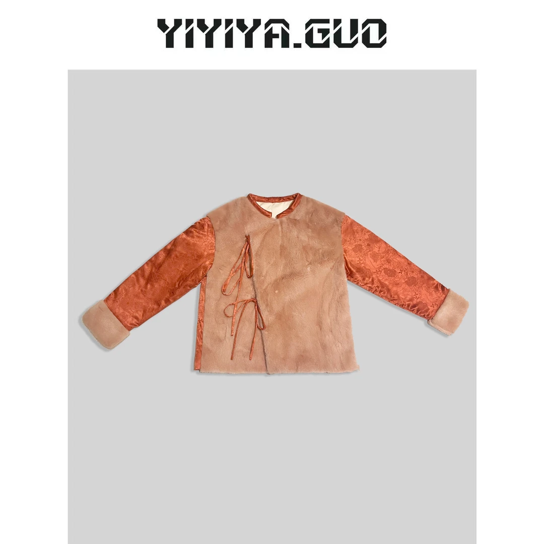 艺艺/YIYIYA.GUO拼粉长袖圆领抽绳上衣WT0793