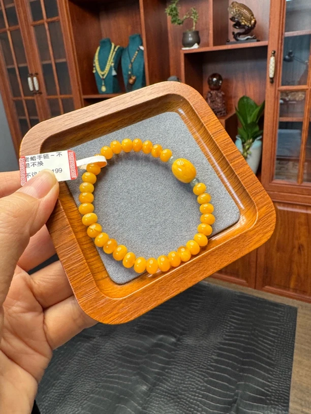 天然老蜡女生单圈手链百搭时尚女款