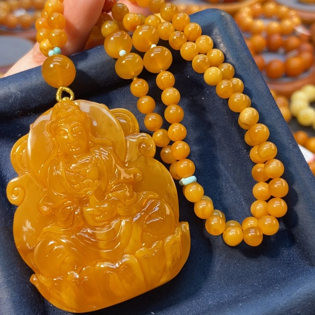 琥珀颈饰未镶嵌蜜蜡