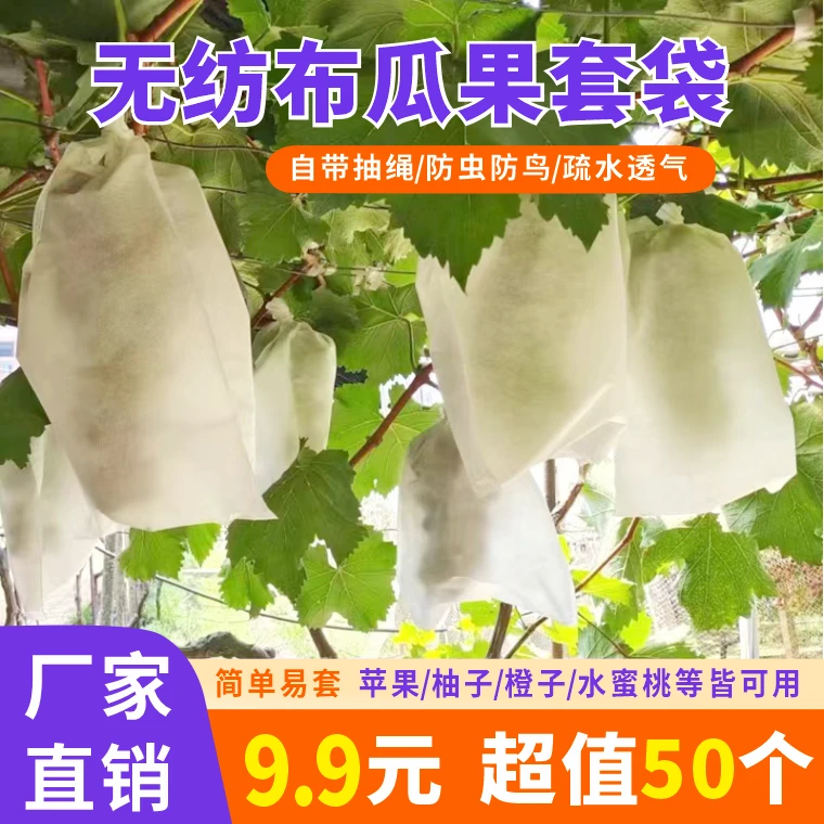 【9.9元50个】无纺布葡萄套袋防虫防鸟水果网袋水果透气保护套袋
